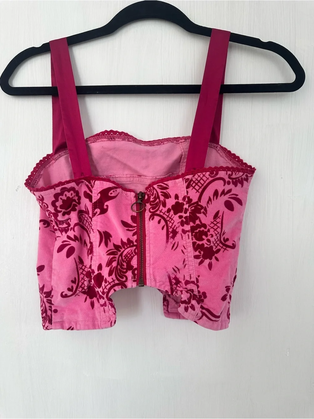 Urban Outfitters Raspberry Pink Velvet Bustier Top